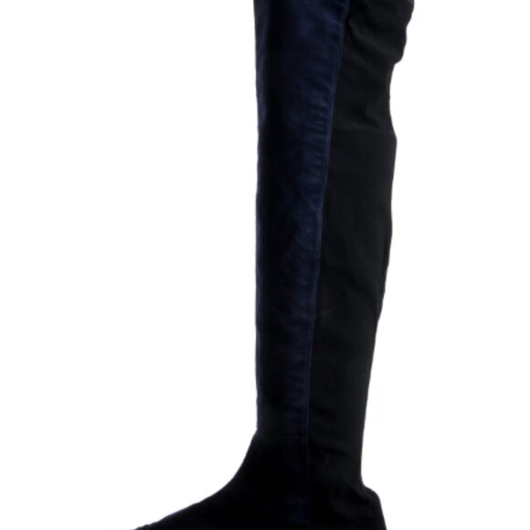 Stuart Weitzman  Navy & Black Over the Knee Suede Sock Boots - Picture 8 of 8